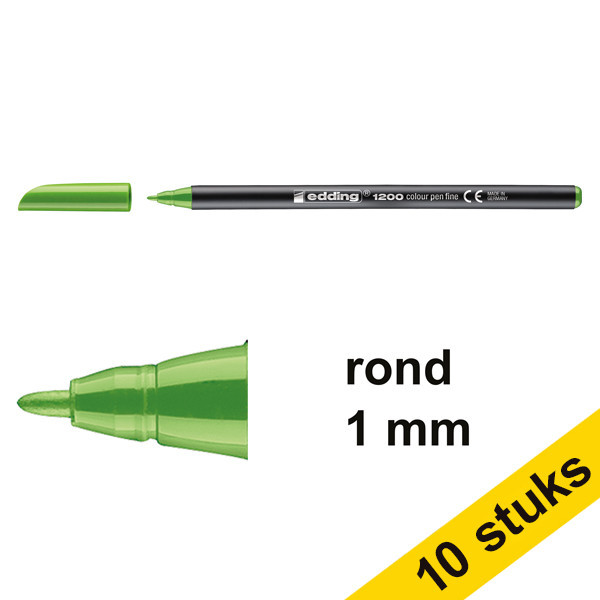 Edding Aanbieding: 10x Edding 1200 viltstift lichtgroen (1 mm rond)  239573 - 1