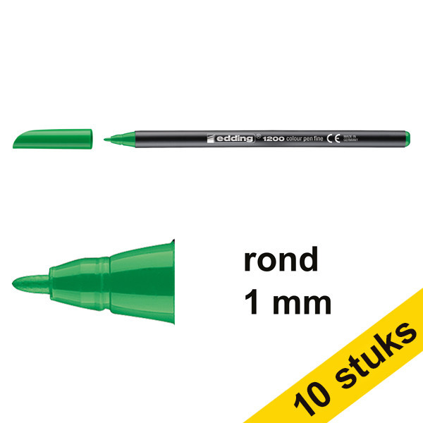 Edding Aanbieding: 10x Edding 1200 viltstift neongroen (1 mm rond)  239577 - 1