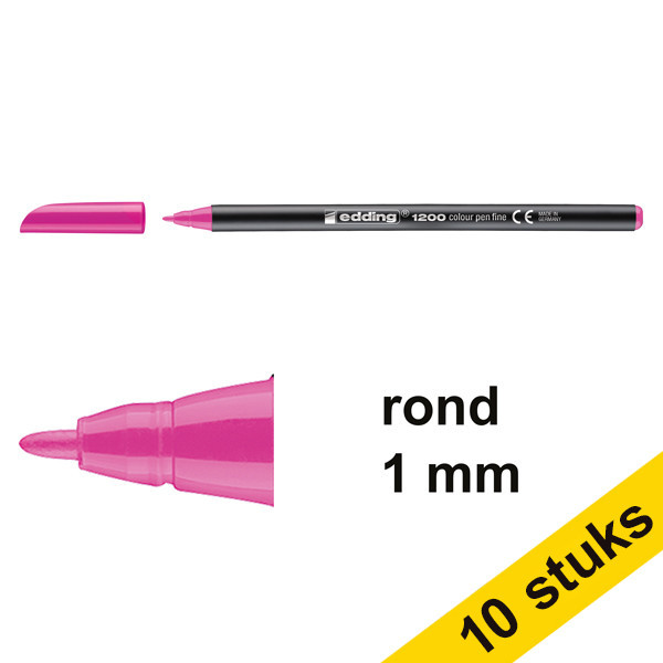 Edding Aanbieding: 10x Edding 1200 viltstift neonroze (1 mm rond)  239579 - 1