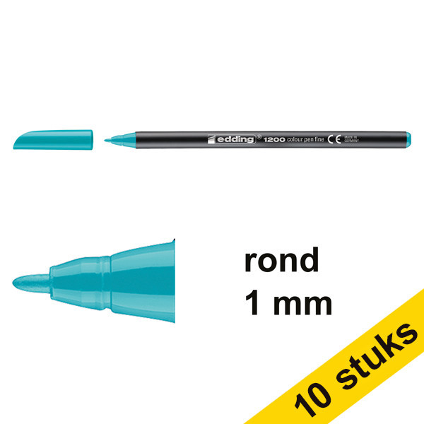 Edding Aanbieding: 10x Edding 1200 viltstift turquoise (1 mm rond)  239591 - 1