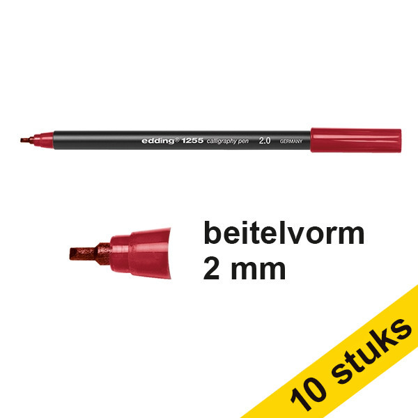 Edding Aanbieding: 10x Edding 1255 kalligrafiepen karmijn (2 mm)  239602 - 1