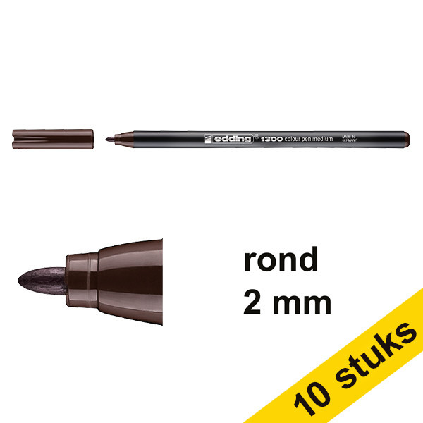 Edding Aanbieding: 10x Edding 1300 viltstift donkerbruin (2 mm rond)  239619 - 1