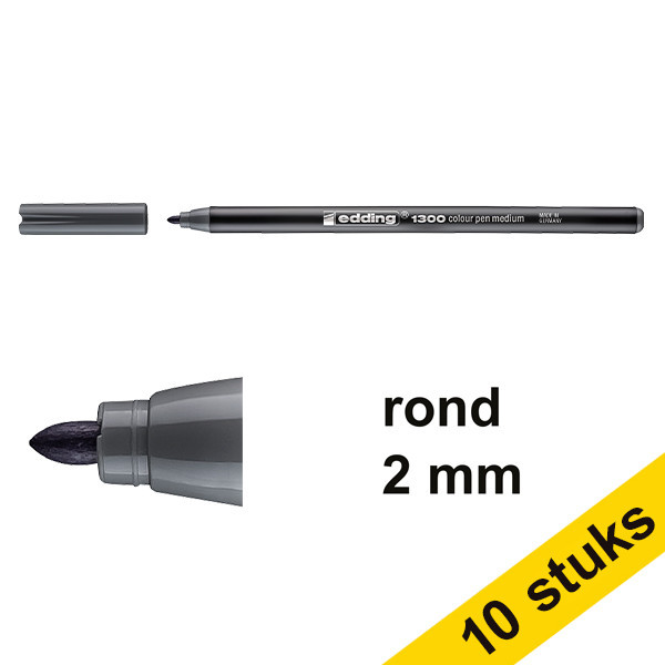 Edding Aanbieding: 10x Edding 1300 viltstift grijs (2 mm rond)  239624 - 1