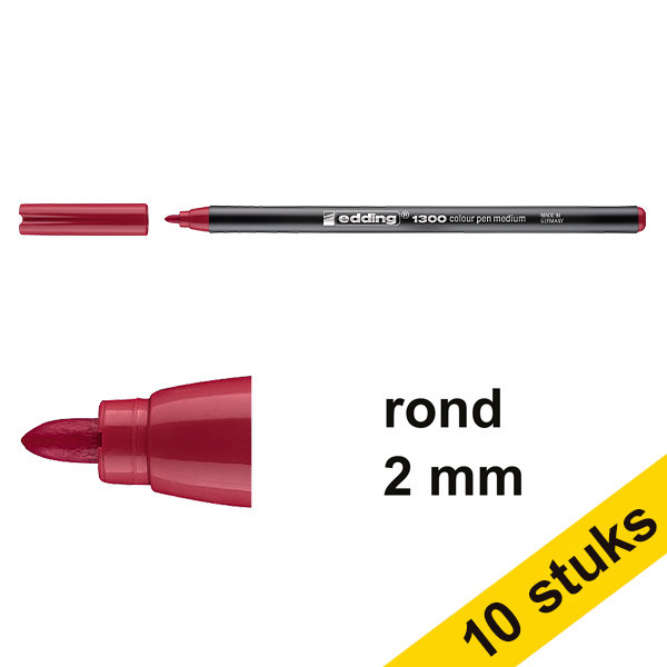 Edding Aanbieding: 10x Edding 1300 viltstift karmijnrood (2 mm rond)  239626 - 1