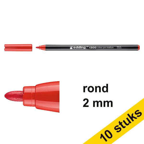 Edding Aanbieding: 10x Edding 1300 viltstift rood (2 mm rond)  239637 - 1