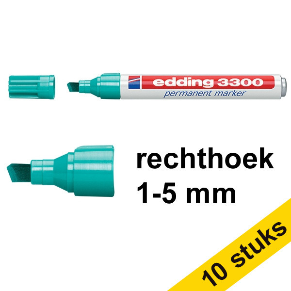 Edding Aanbieding: 10x Edding 3300 permanent marker turquoise (1 - 5 mm beitel)  239762 - 1