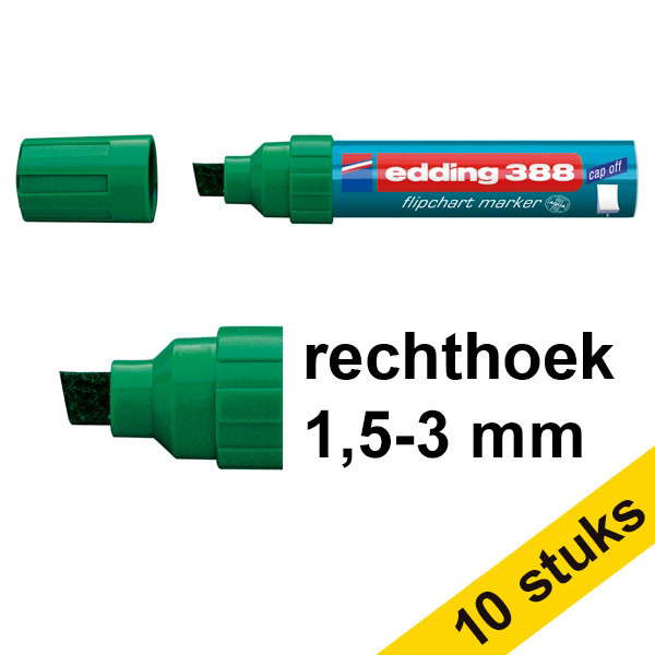 Edding Aanbieding: 10x Edding 388 flipchart marker groen (4 - 12 mm beitel)  239774 - 1