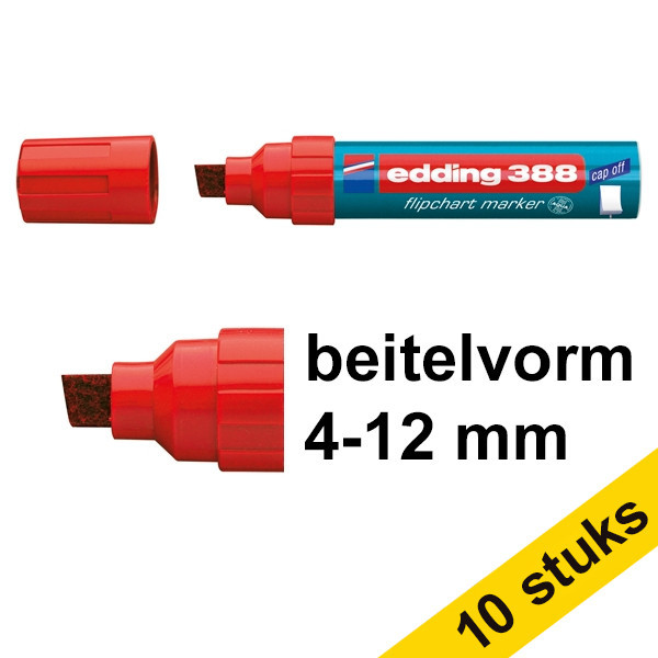 Edding Aanbieding: 10x Edding 388 flipchart marker rood (4 - 12 mm beitel)  239775 - 1