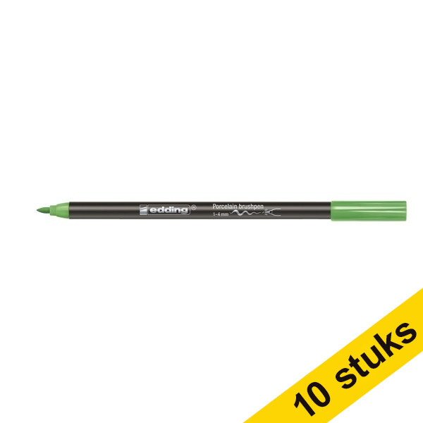 Edding Aanbieding: 10x Edding 4200 porselein-penseelstift lichtgroen  239817 - 1