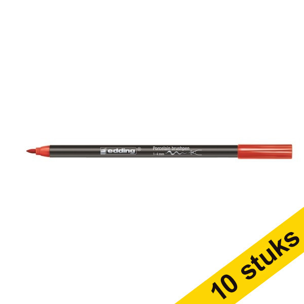 Edding Aanbieding: 10x Edding 4200 porselein-penseelstift rood  239819 - 1