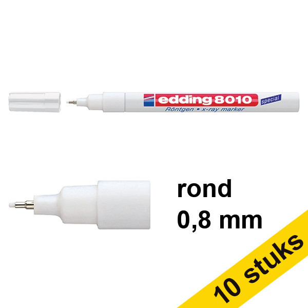 Edding Aanbieding: 10x Edding 8010 x-ray marker wit (0,8 mm rond)  239904 - 1