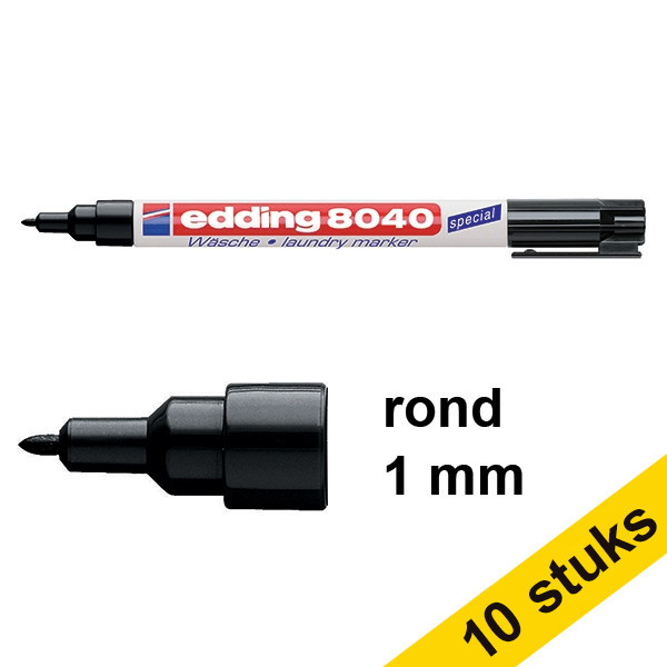 Edding Aanbieding: 10x Edding 8040 wasgoedmarker zwart (1 mm rond)  239912 - 1