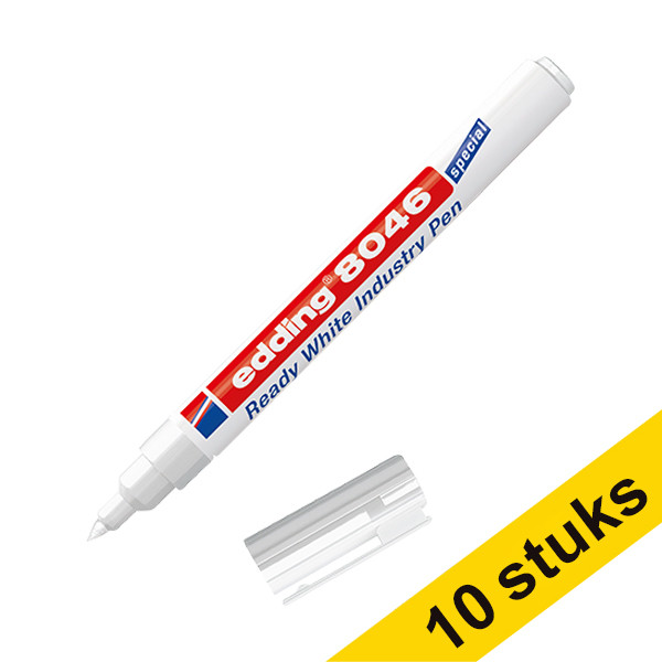 Edding Aanbieding: 10x Edding 8046 industriële permanent marker wit (1 - 3 mm rond)  240600 - 1