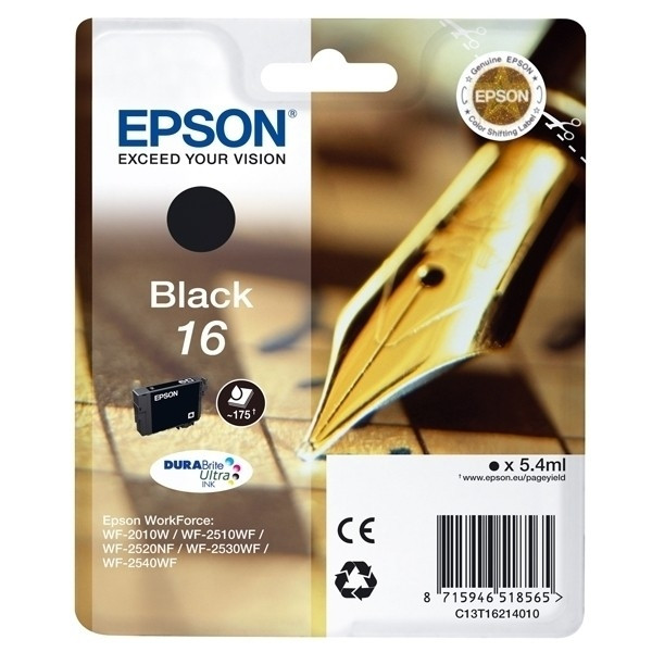 Epson 16 (T1621) inktcartridge zwart (origineel) C13T16214010 C13T16214012 901972 - 1