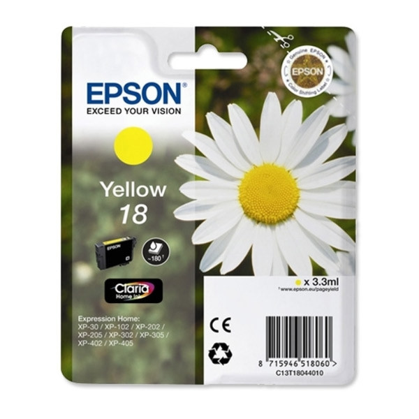 Epson 18 (T1804) inktcartridge geel (origineel) C13T18044010 C13T18044012 026474 - 1