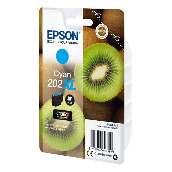 Epson 202XL (T02H2) inktcartridge cyaan hoge capaciteit (origineel) C13T02H24010 903481 - 1