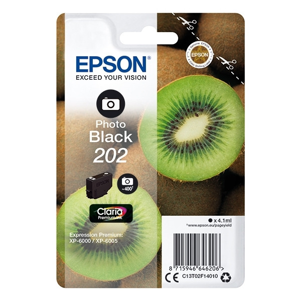 Epson 202 (T02F1) inktcartridge foto zwart (origineel) C13T02F14010 903484 - 1