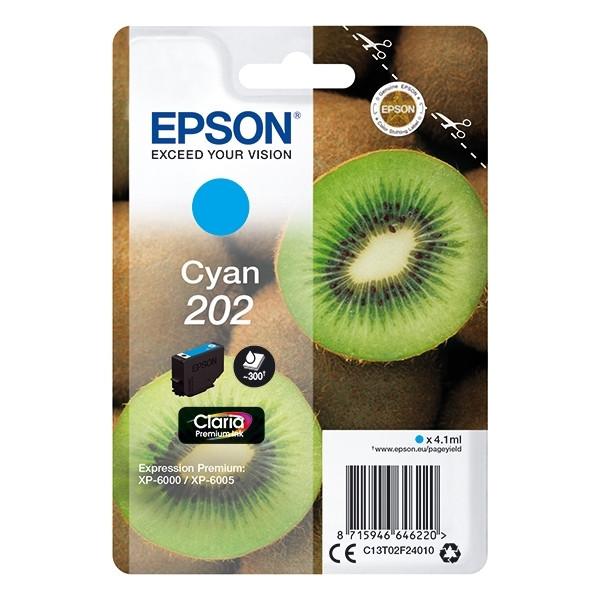 Epson 202 (T02F2) inktcartridge cyaan (origineel) C13T02F24010 903477 - 1