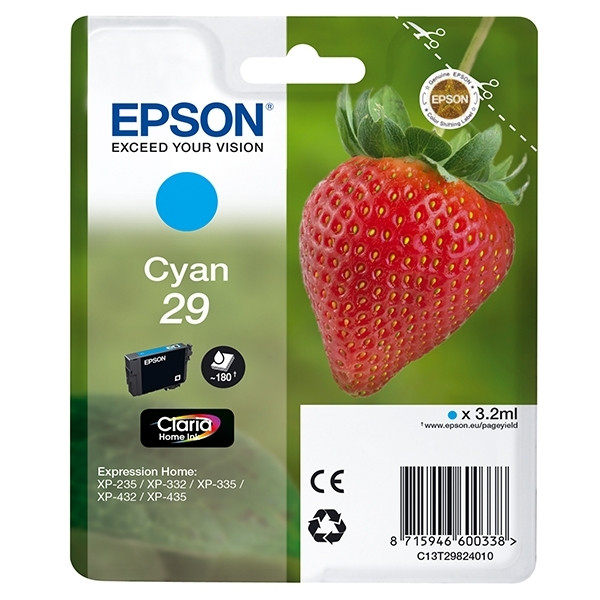 Epson 29 (T2982) inktcartridge cyaan (origineel) C13T29824010 C13T29824012 900767 - 1