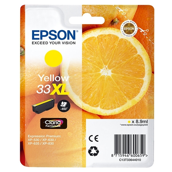 Epson 33XL (T3364) inktcartridge geel hoge capaciteit (origineel) C13T33644010 C13T33644012 902484 - 1