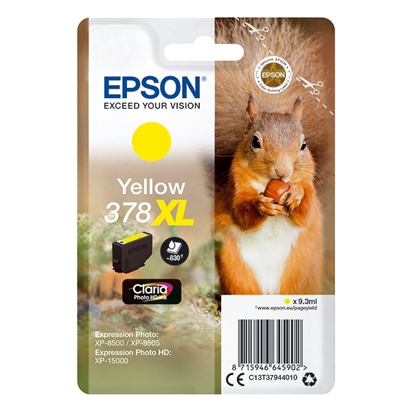 Epson 378XL (T3794) inktcartridge geel hoge capaciteit (origineel) C13T37944010 903365 - 1