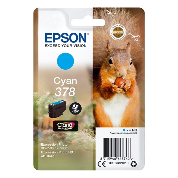 Epson 378 (T3782) inktcartridge cyaan (origineel) C13T37824010 903360 - 1