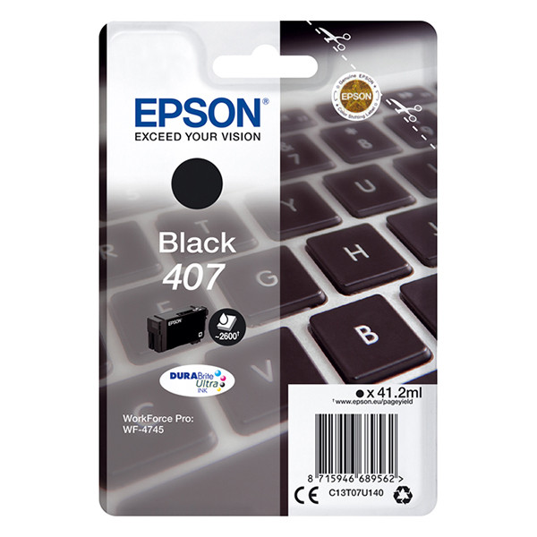 Epson 407 (T07U1) inktcartridge zwart (origineel) C13T07U140 905090 - 1