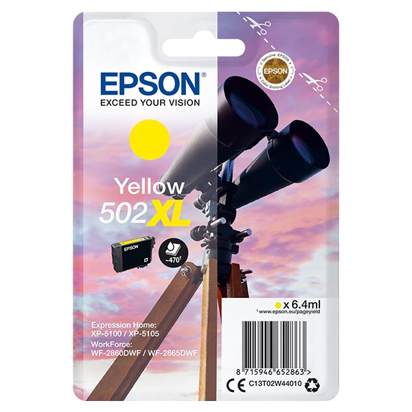 Epson 502XL (T02W4) inktcartridge geel hoge capaciteit (origineel) C13T02W44010 C13T02W44020 902991 - 1