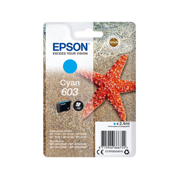 Epson 603 (T03U2) inktcartridge cyaan (origineel) C13T03U24010 C13T03U24020 903330 - 1