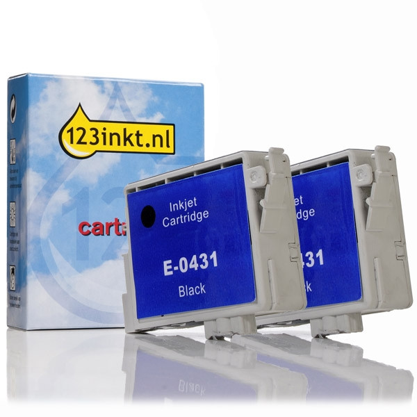 Epson T0431 dubbelpak zwart hoge capaciteit (123inkt huismerk) C13T04314010 022373 - 1