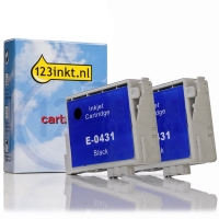 Epson T0431 dubbelpak zwart hoge capaciteit (123inkt huismerk) C13T04314010 022373