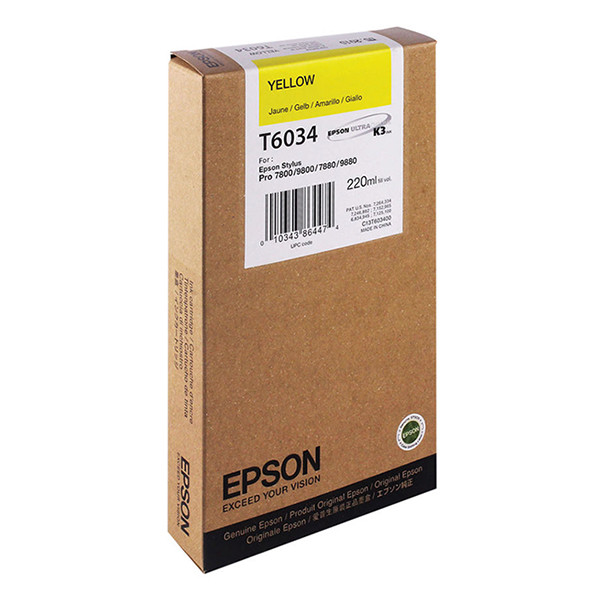 Epson T6034 inktcartridge geel hoge capaciteit (origineel) C13T603400 904662 - 1