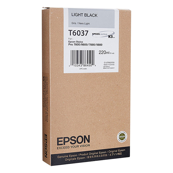 Epson T6037 inktcartridge licht zwart hoge capaciteit (origineel) C13T603700 904506 - 1