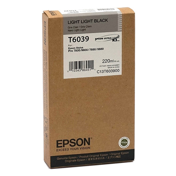 Epson T6039 inktcartridge licht licht zwart hoge capaciteit (origineel) C13T603900 904663 - 1