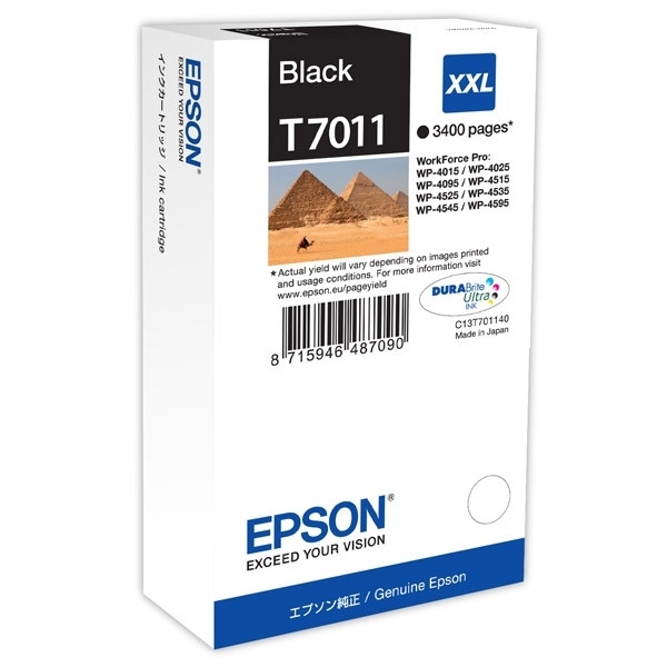 Epson T7011 inktcartridge zwart extra hoge capaciteit (origineel) C13T70114010 902556 - 1