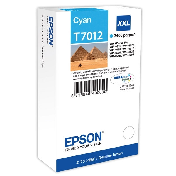 Epson T7012 inktcartridge cyaan extra hoge capaciteit (origineel) C13T70124010 026403 - 1