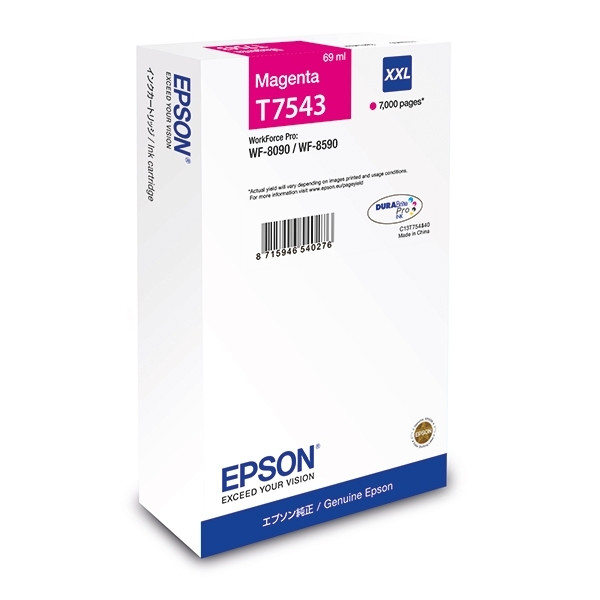 Epson T7543 inktcartridge magenta extra hoge capaciteit (origineel) C13T754340 026928 - 1