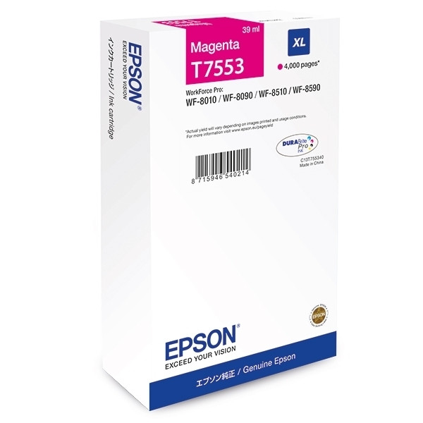 Epson T7553 inktcartridge magenta hoge capaciteit (origineel) C13T755340 905159 - 1