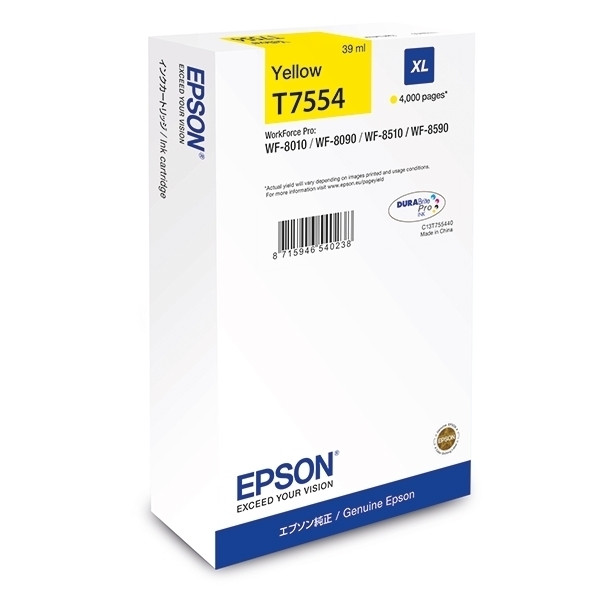 Epson T7554 inktcartridge geel hoge capaciteit (origineel) C13T755440 905019 - 1