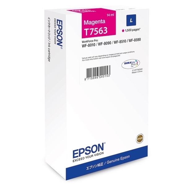 Epson T7563 inktcartridge magenta (origineel) C13T756340 905314 - 1
