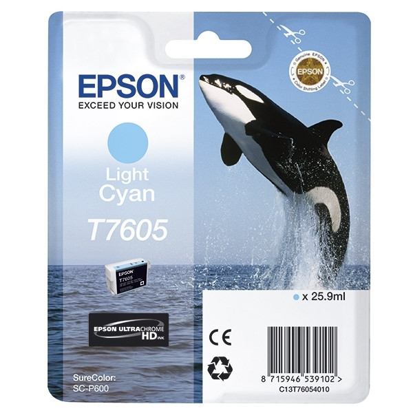 Epson T7605 inktcartridge licht cyaan (origineel) C13T76054010 903445 - 1