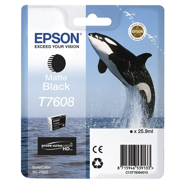 Epson T7608 inktcartridge mat zwart (origineel) C13T76084010 903447 - 1