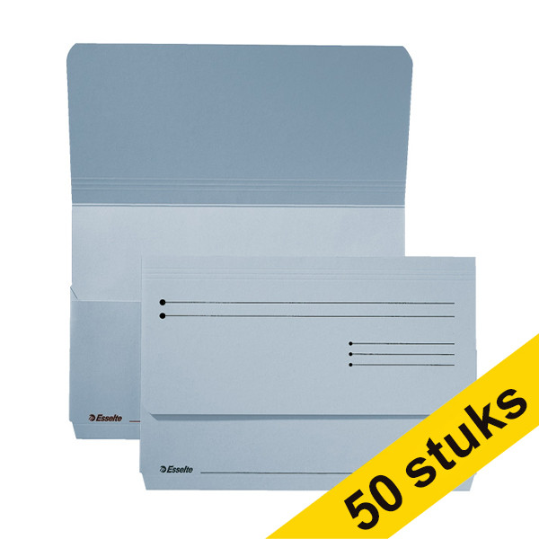 Esselte Aanbieding: 2x Esselte Pocket-File kartonnen dossiermappen blauw (25 stuks)  203152 - 1