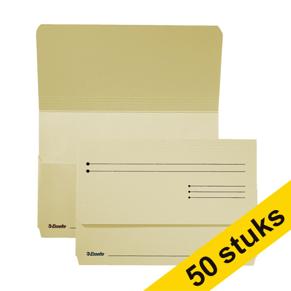 Esselte Aanbieding: 2x Esselte Pocket-File kartonnen dossiermappen crème (25 stuks)  203154 - 1