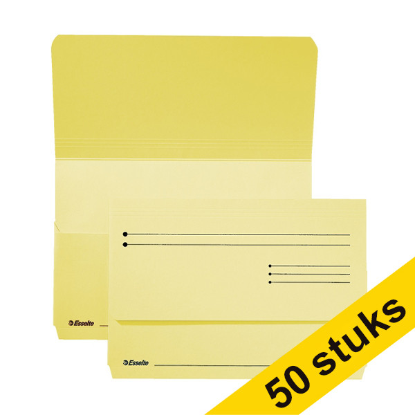 Esselte Aanbieding: 2x Esselte Pocket-File kartonnen dossiermappen geel (25 stuks)  203150 - 1