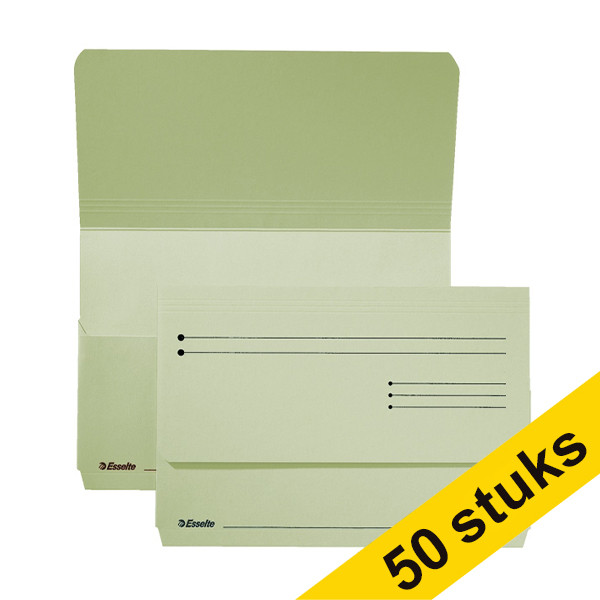 Esselte Aanbieding: 2x Esselte Pocket-File kartonnen dossiermappen groen (25 stuks)  203153 - 1