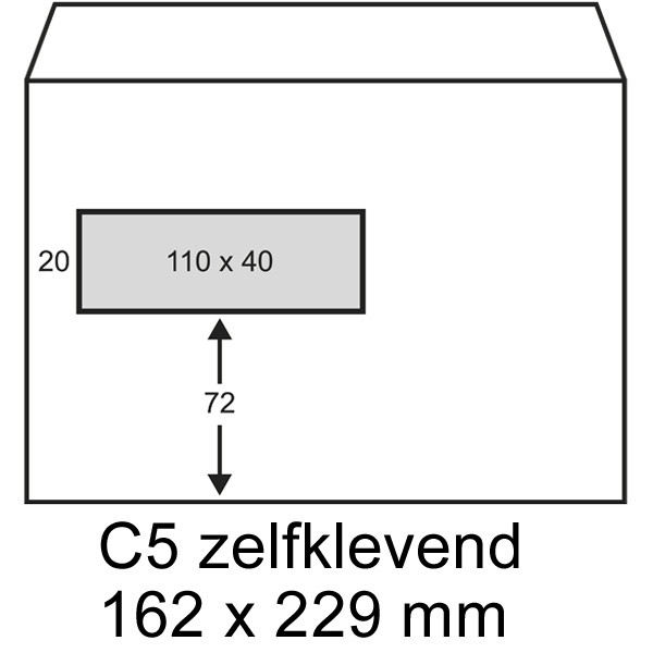 Onbekwaamheid Teken een foto Duur Exclusive envelop wit 162 x 229 mm - C5 venster links zelfklevend (100  stuks) 123inkt.nl