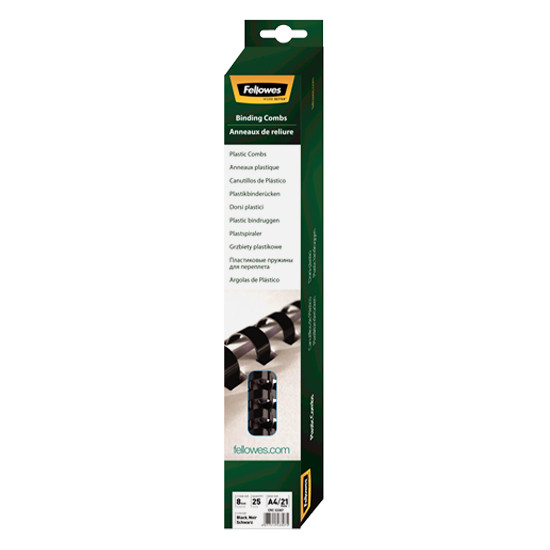 Fellowes bindrug 8 mm zwart (25 stuks) 5330702 213149 - 1