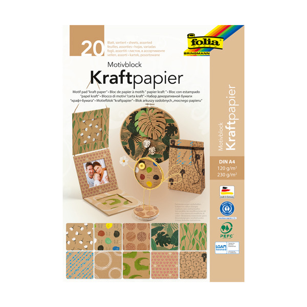 Folia designpapierblok Kraftpapier II 120/230 grams A4 (20 vel) 48898 222117 - 1