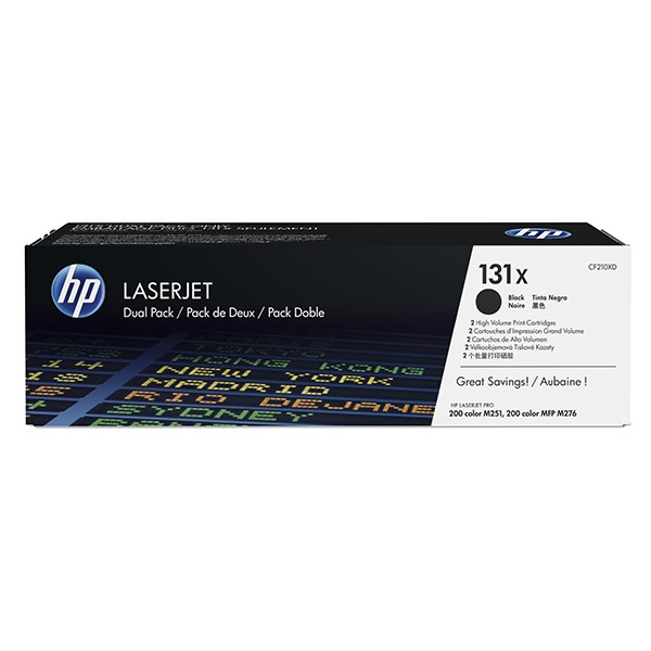 HP 131X (CF210XD) toner zwart hoge capaciteit dubbelpack (origineel) CF210XD 055074 - 1